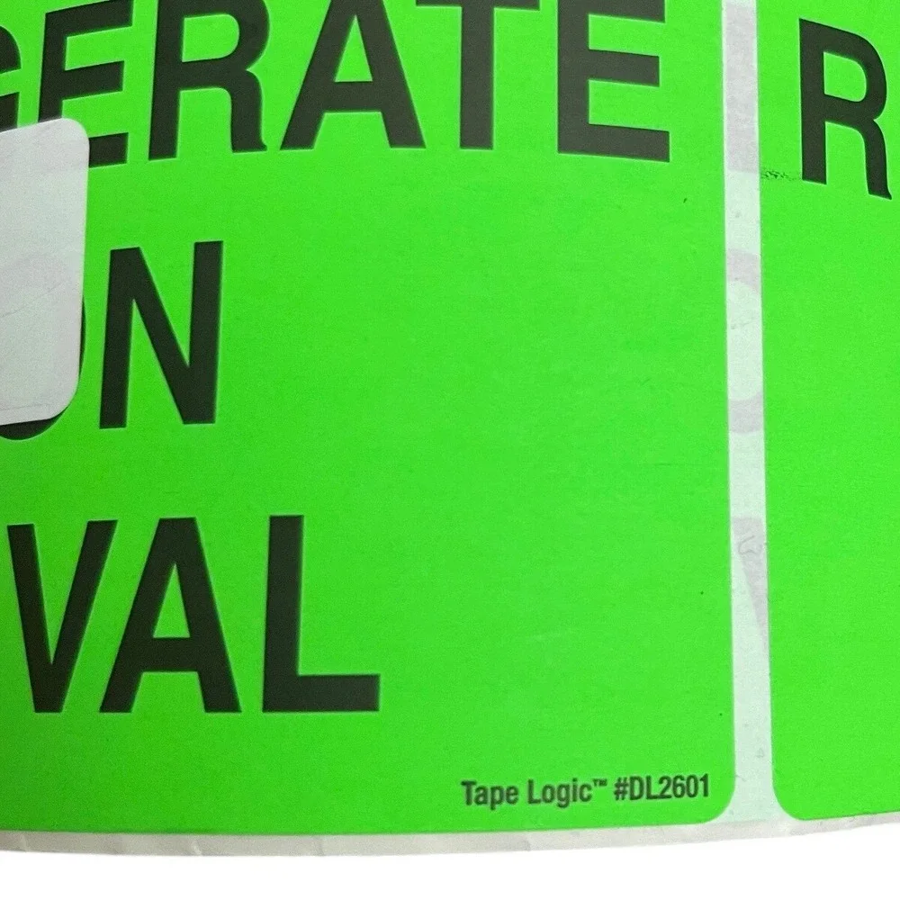 Tape Logic DL2601 Refrigerate Upon Arrival Labels 3x5 Neon Green 500 Roll NEW